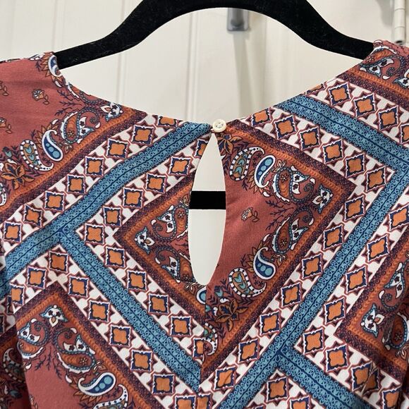 Rock & Roll Denim Mauve Pink Floral Paisley Western Smocked Cowgirl Crop Top S - Picture 7 of 9